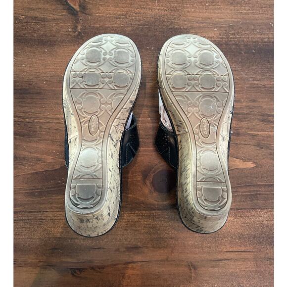 Dr Scholls Cork‎ Wedge Black Thong Sandals Cut Out Summer Spring Women's Size 9 - Picture 8 of 9